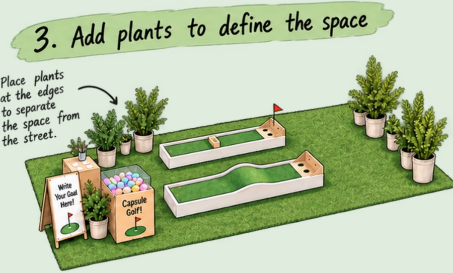 Diagram 3: plants set along the edges of the bay.